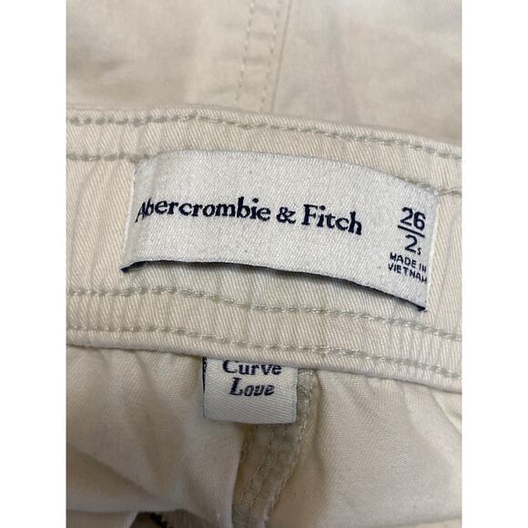 Abercrombie & Fitch Womens Beige High Rise Wide Utility Cargo Trousers Pants 26 - Picture 3 of 4
